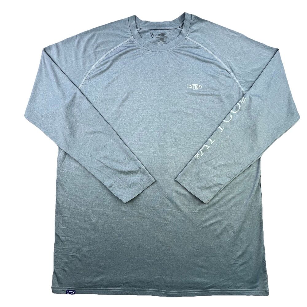 AFTCO Performance T-Shirt Mens XXL Blue Fishing Long Sleeve Lightweight Pullover